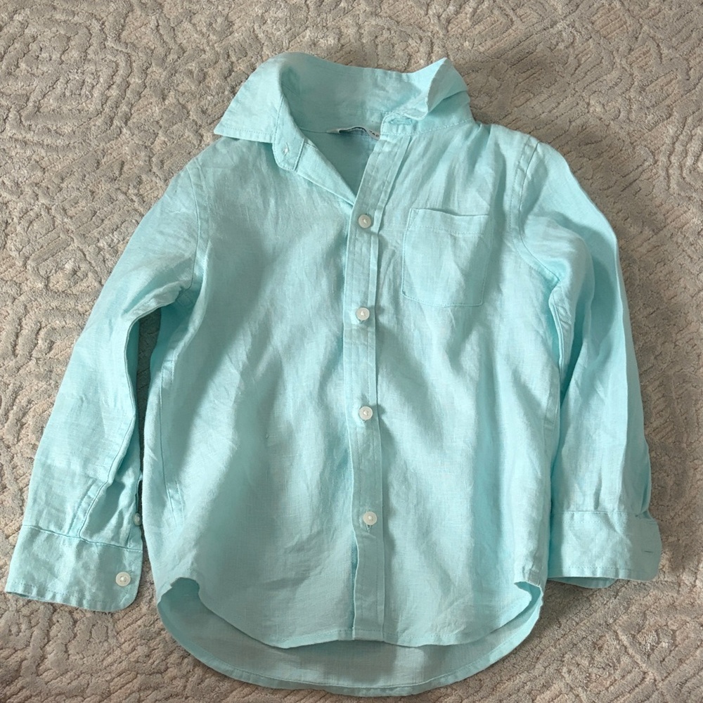 Janie and Jack Light  Blue Linen Shirt